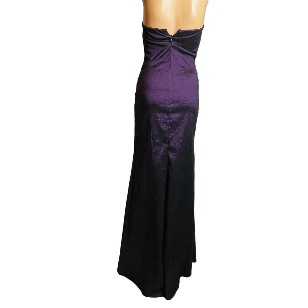Betsy & Adam Purple Strapless Ruched Bodice Fishtail Hem Evening Maxi Dress 4 - Picture 3 of 11